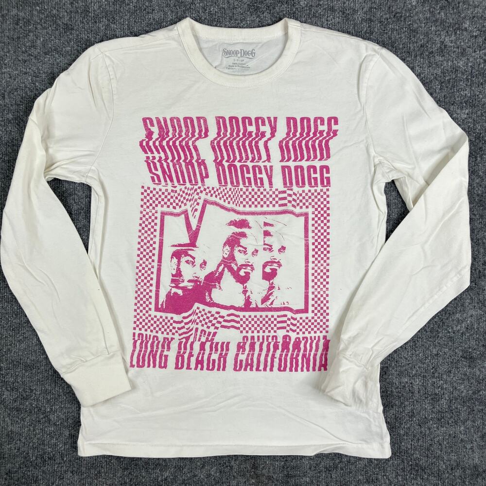 Snoop Dogg Long Sleeve T-Shirt‎ Mens S White Rap Graphic Long Beach Hip Hop Tee